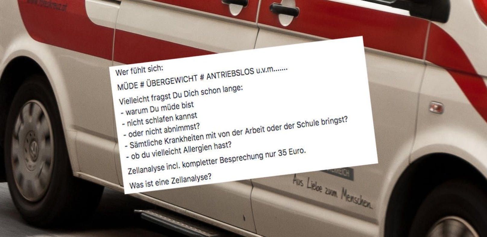 Posting in Facebook-Gruppen sorgt für Aufregung: Beim Roten Kreuz Krems wusste man von einem angeblich ausgemachten Zellanalyse-Untersuchungstermin gar nichts.