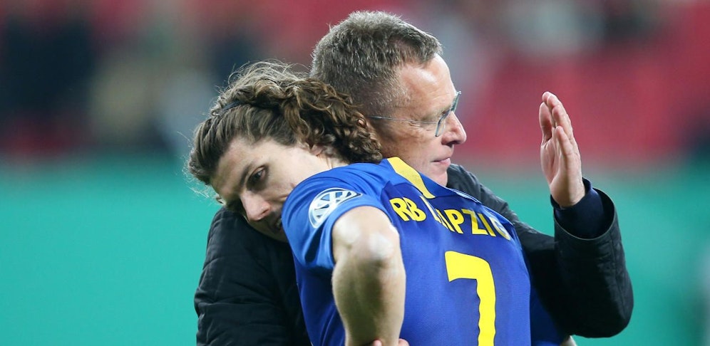Ralf Rangnick und Leipzig-Star Marcel Sabitzer - hier auf einem älteren Bild. 
