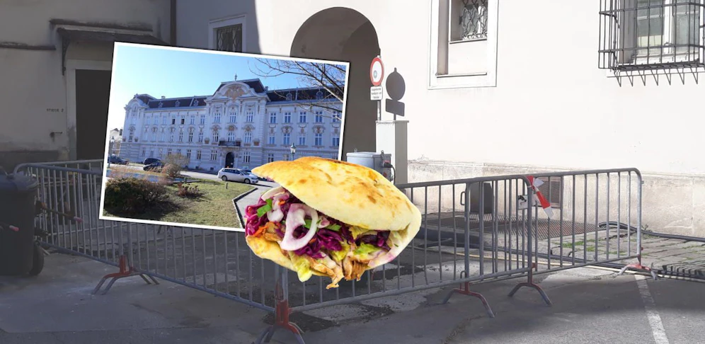 Im Hintergrund der ehemalige Standort, im kleinen Bild der zukünftige.