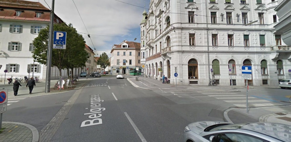 Im Kreuzungsbereich Belgiergasse/Kernstockgasse ereignete sich der Crash.