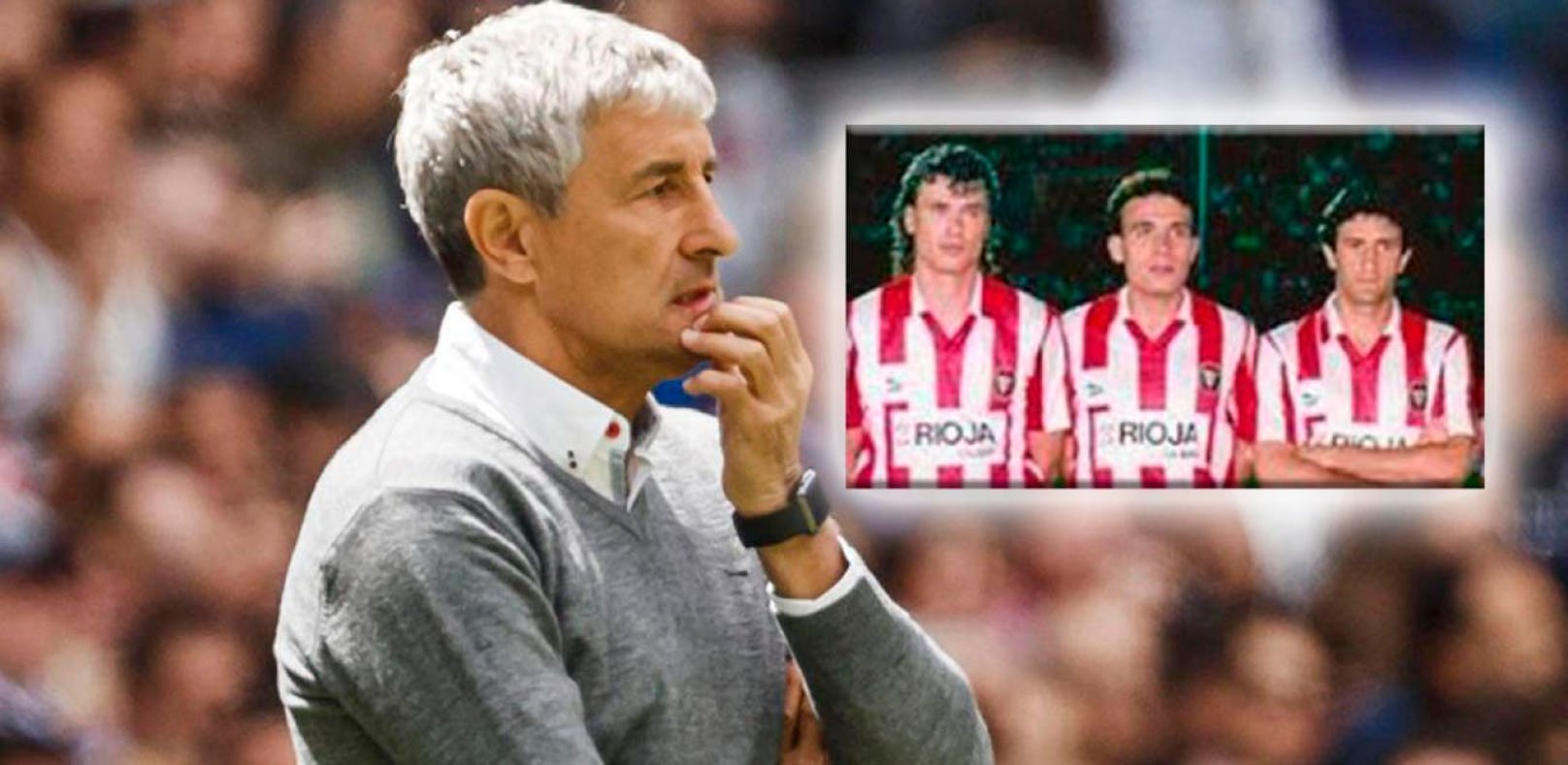 In der Saison 1991/92 kickte der neue Barca-Coach Quique Setien (r.) Seite an Seite mit Toni Polster (l.) bei Logrones. 