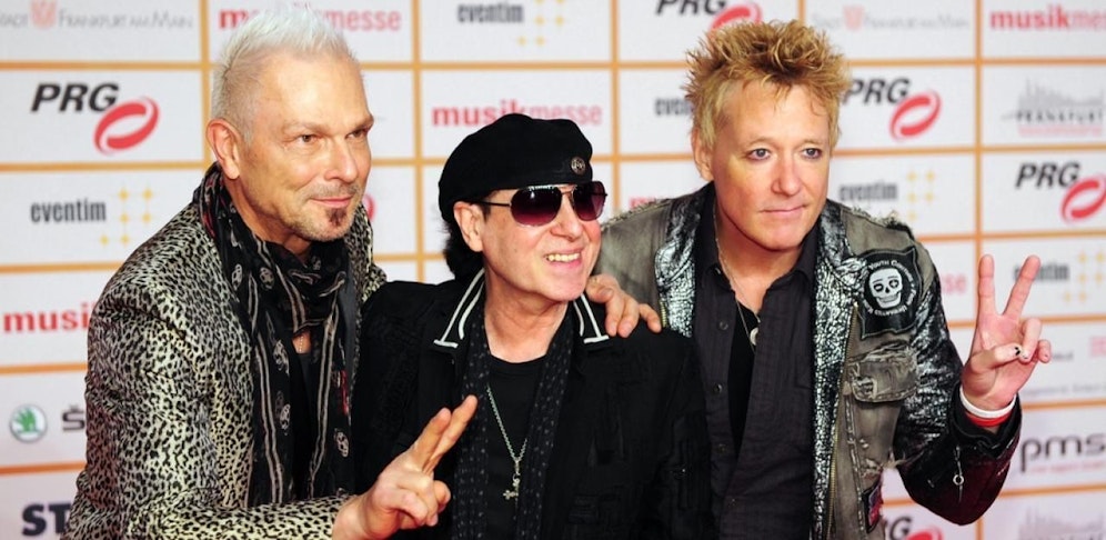 Rudolf Schenker (li.), Klaus Meine und James Kottak von den "Scorpions".