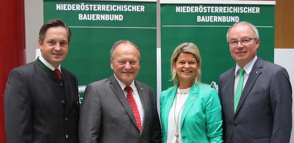 Johannes Schmuckenschlager, Hermann Schultes, Klaudia Tanner und Stephan Pernkopf (v.li.)