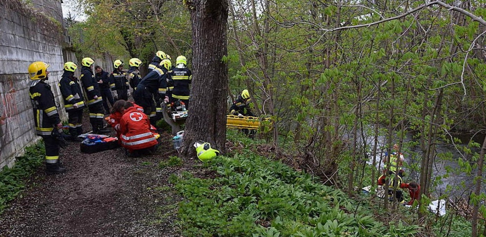 Der Mann stürzte beim Spaziergang über die Böschung und prallte gegen einen Baum.