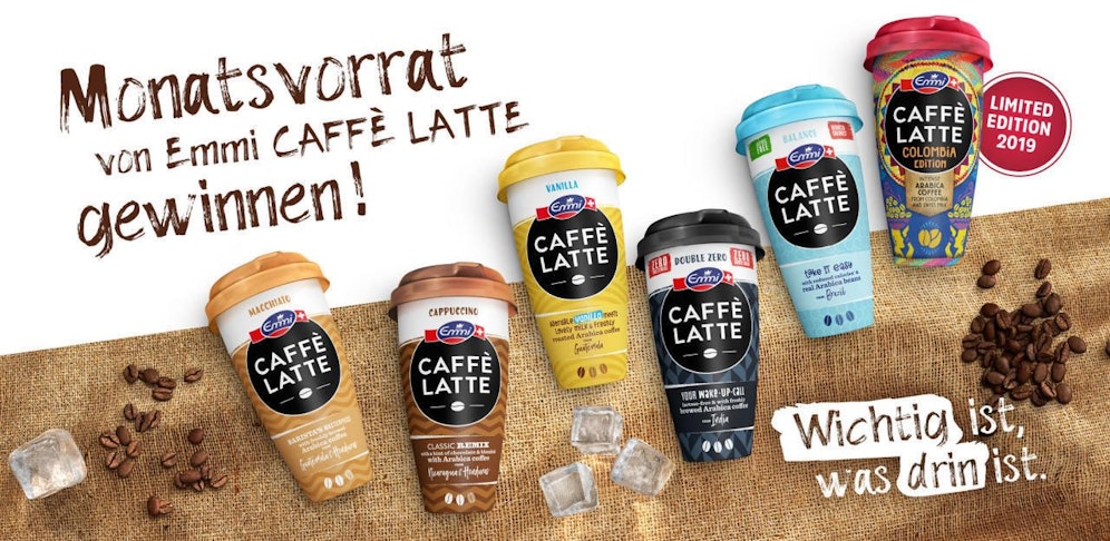Eisgekühlt und von einem unübertroffenen Geschmack: Zum Muttertag am 12. Mai winkt ein Monatsvorrat "Emmi CAFFÈ LATTE".