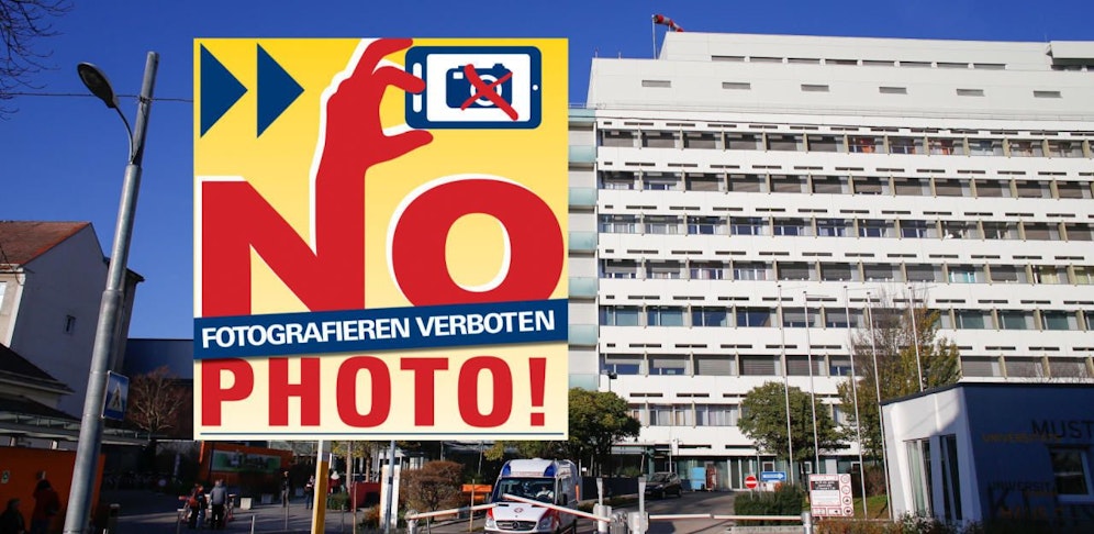 Neue Hinweisplakate: NO PHOTO! Fotografieren ist auch im Spital St. Pölten verboten.