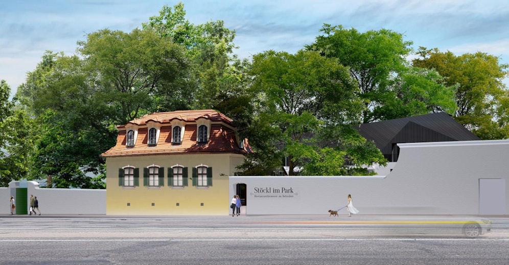 ICOMOS meldet der UNESCO zum "Stöckl im Park"  eine "bedenkenlose Umsetzung". Visualisierung (c) Architekten Hoppe