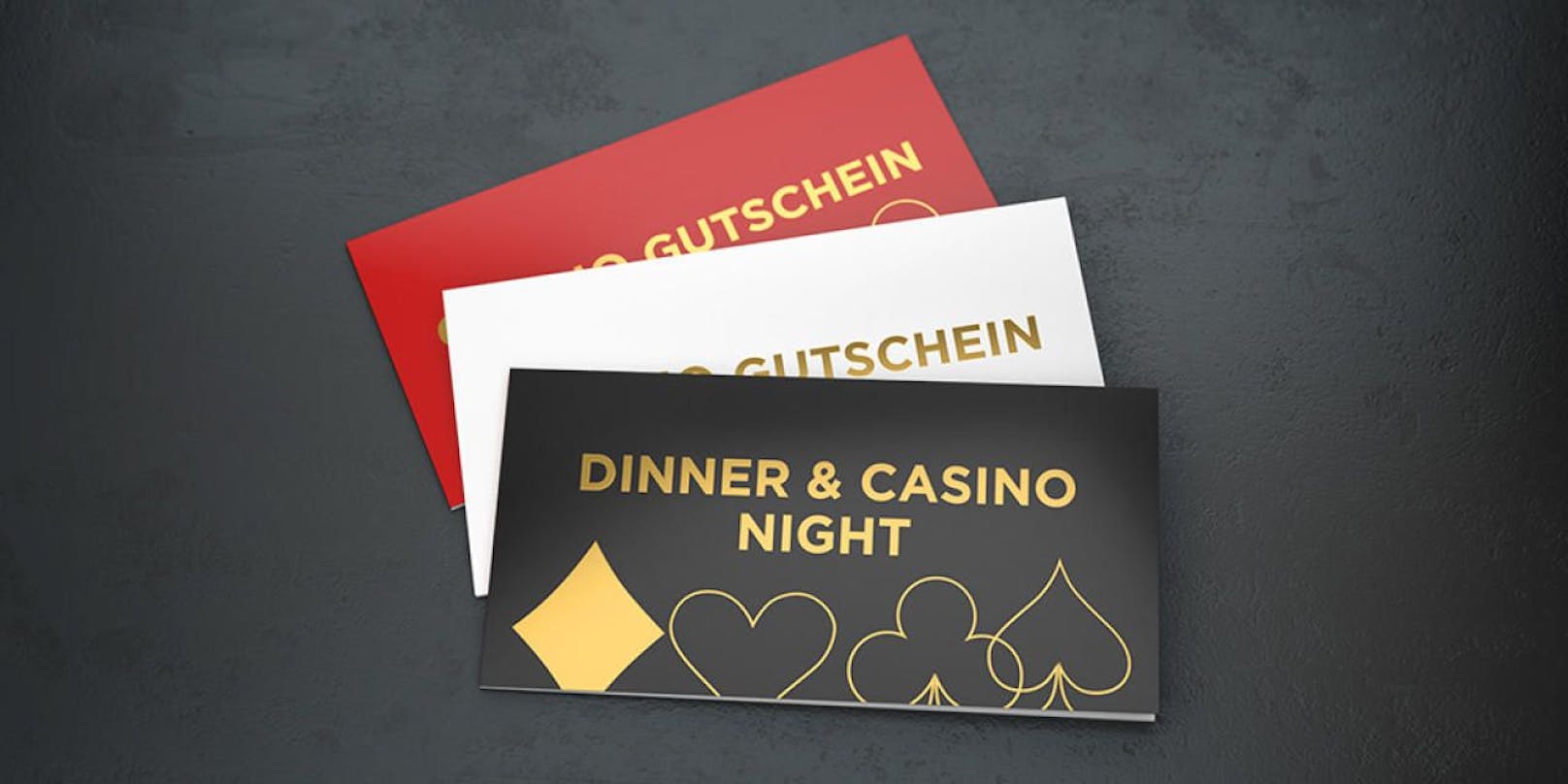 Die Dinner &amp; Casino Night Gutscheine bieten Vergnügen, Kulinarik und Spiel.