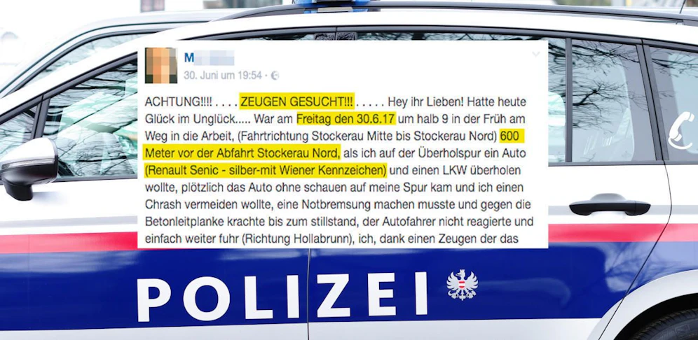 Schwangere Frau bittet auf Facebook um Mithilfe bei der Suche nach dem Fahrerflüchtigen.