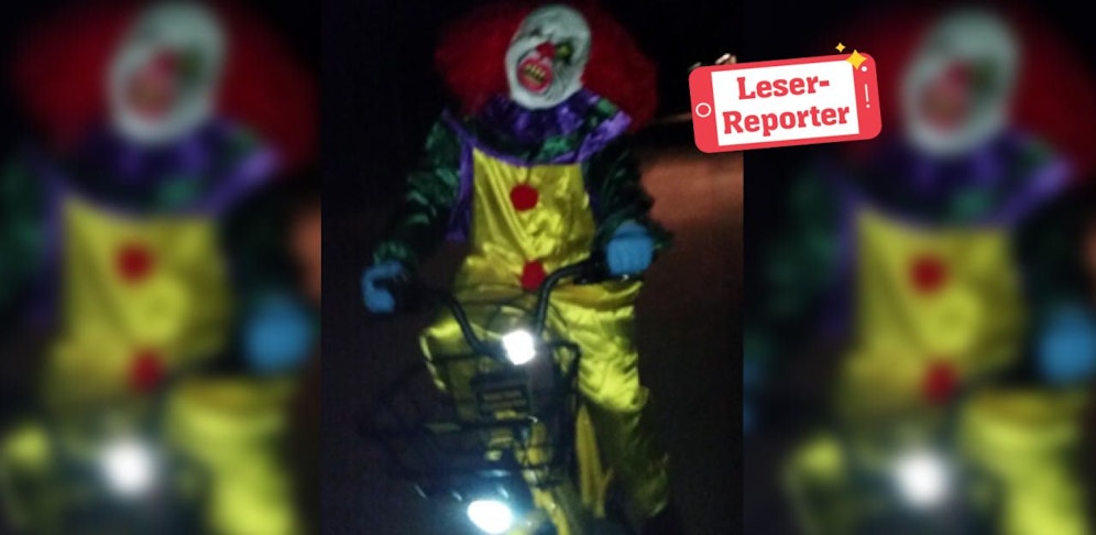 Der Clown war mit dem Rad unterwegs