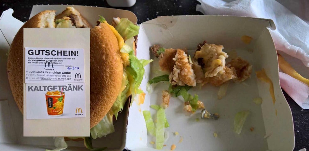 Marlene Brunner biss in Burger auf Schraube, als Wiedergutmachung gab es Gutscheine.