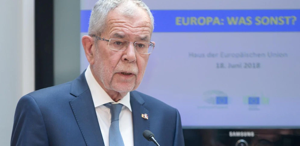 Bundespräsident Alexander Van der Bellen während seiner Rede im Rahmen der Veranstaltung "Europa: Was sonst?" im Haus der Europäischen Union in Wien. 