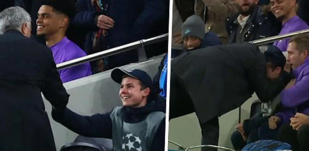 Jose Mourinho umarmt den schlauen Ballbuben.
