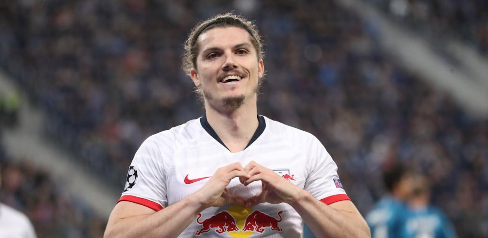 Marcel Sabitzer jubelt über sein 2:0 gegen Zenit St. Petersburg.