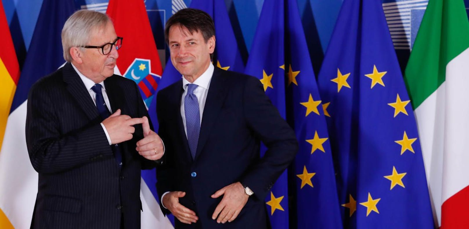 EU-Kommissionspräsident Jean-Claude Juncker und Italiens Premierminister Giuseppe Conte (Symbolbild).