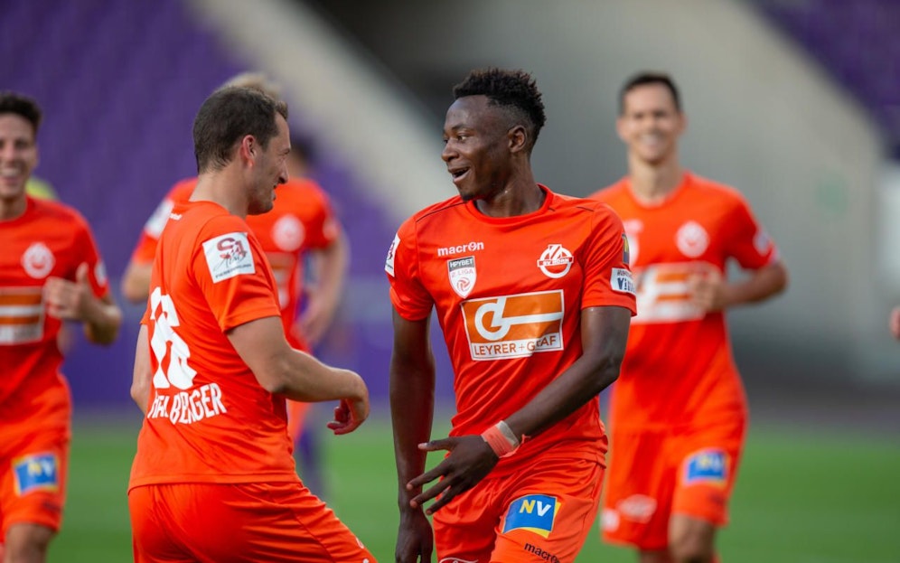 Michael Cheukoua bejubelt seinen Doppelpack. 