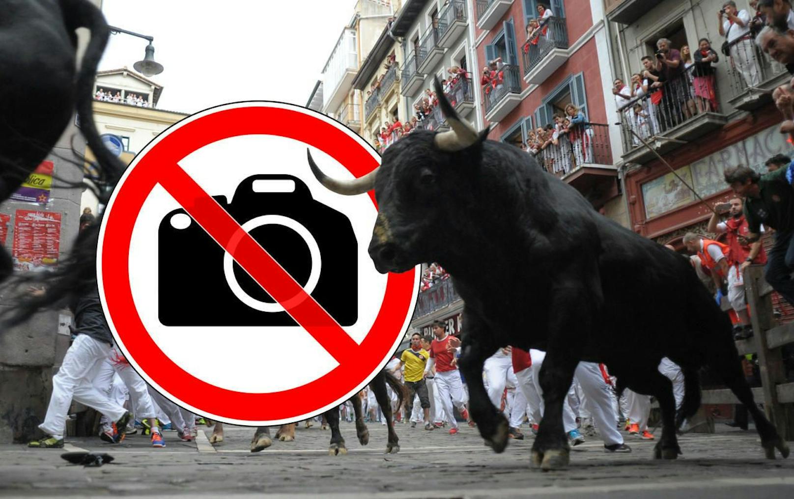 Selfies mit Stieren können im spanischen Pamplona gewaltig ins Geld gehen.