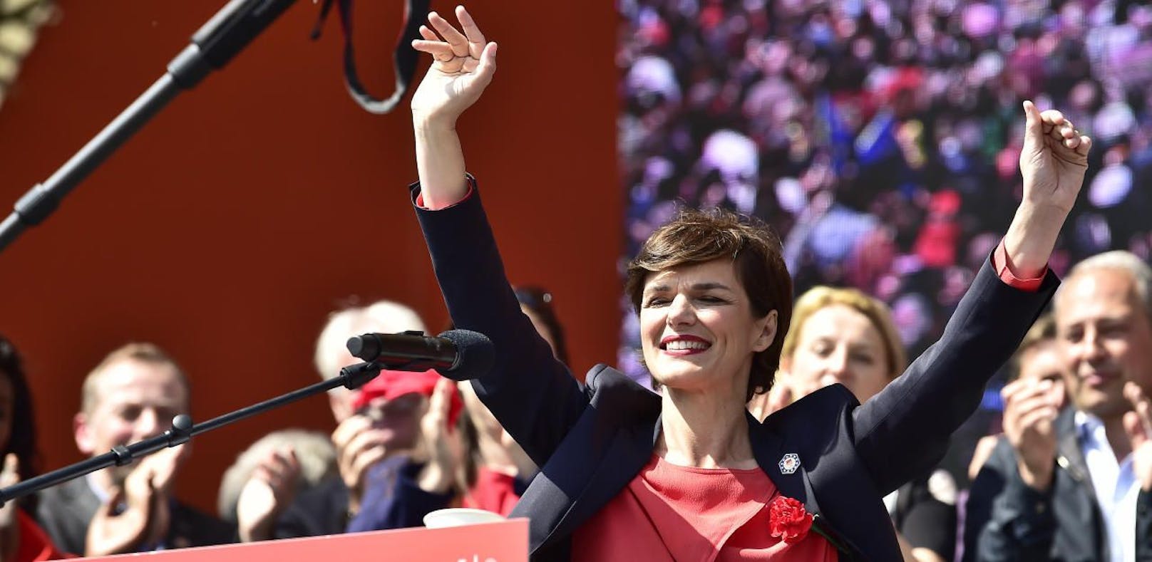 SPÖ-Chefin Pamela Rendi-Wagner während der 1. Mai-Kundgebung der SPÖ 2019.