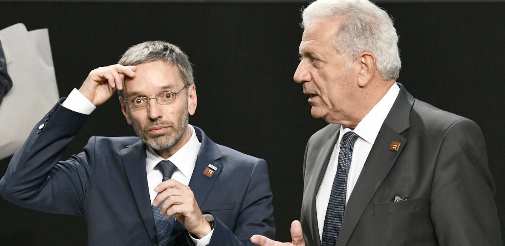 Innenminister Herbert Kickl (FPÖ) und EU-Kommissar Dimitris Avramopoulos.
