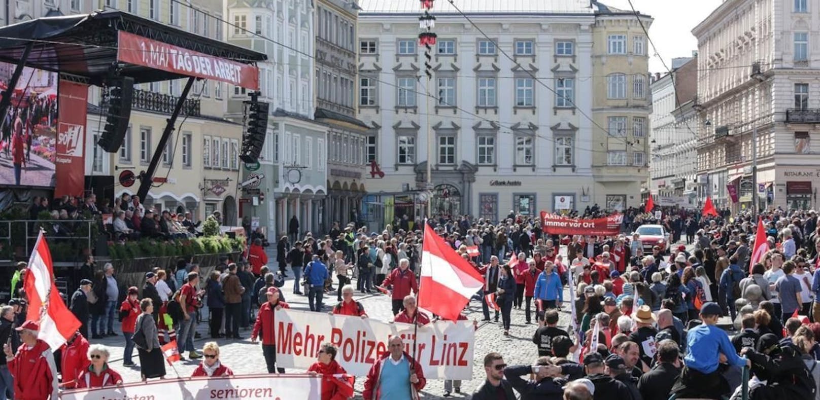 Normal feiert die Linzer SPÖ den 1. Mai auf dem Hauptplatz.