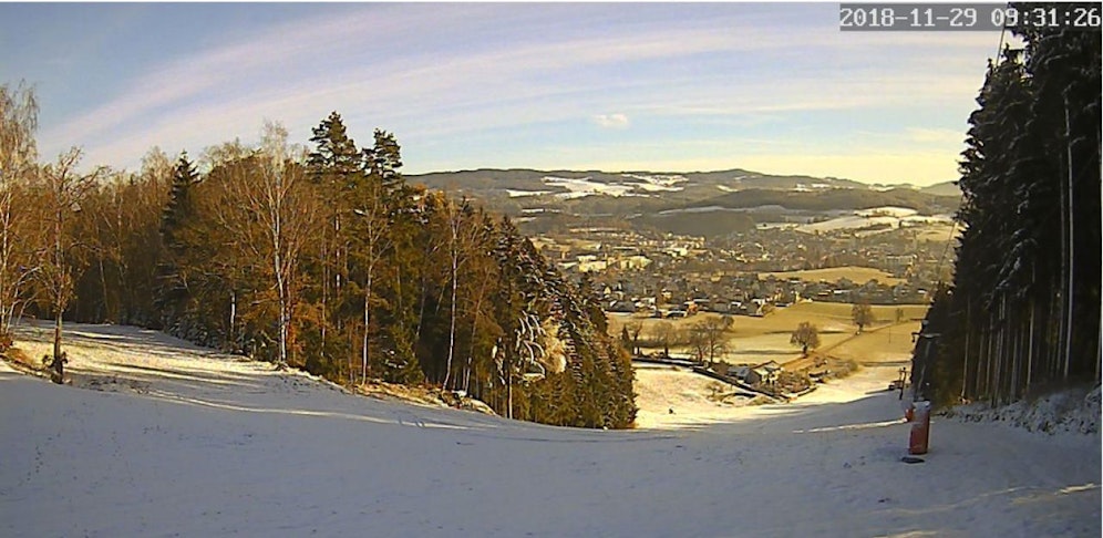 Ein Blick vom Skihang in Richtung Freistadt  hier hatte es in der vergangenen Nacht -10,3 Grad.