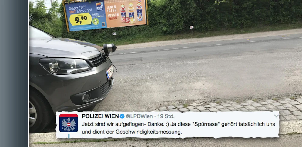 Enttarnt: Hobbyfotograf knipste die "Radar-Spürnase" an einem Zivilfahrzeug der Polizei.