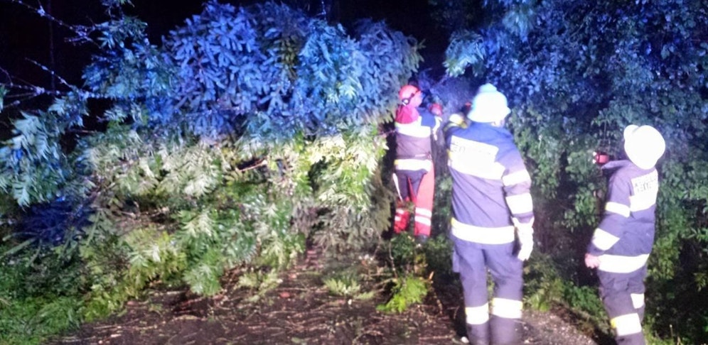 In der Gemeinde Weißenstein war schweres Gerät erforderlich. Die Aufräumarbeiten dauerten bis Mittwoch an.