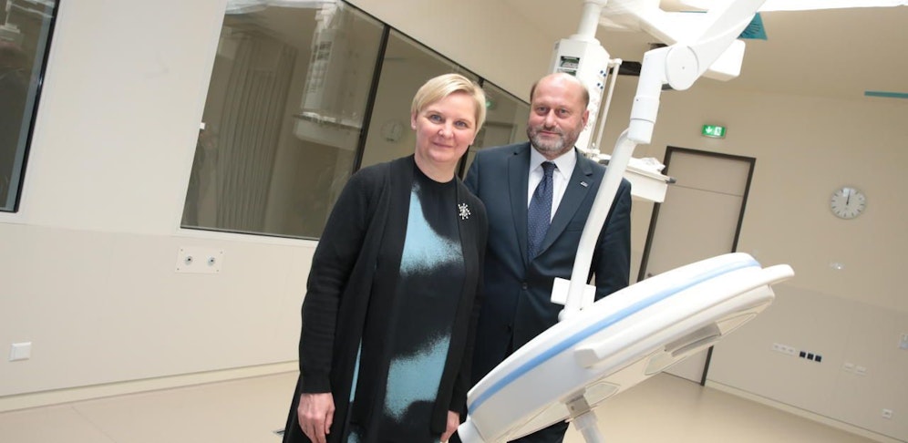 Gesundheitsstadträtin Sandra Frauenberger (SPÖ) und Herwig Wetzlinger, KAV-Chef für Finanzen, Technik und Infrastruktur, im KH Nord