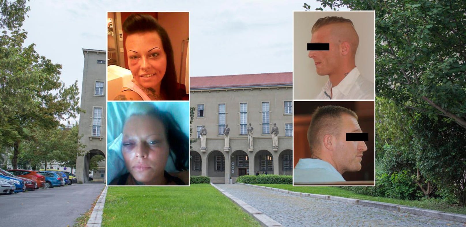 Die Brüder (re.) richteten Nicole S. (25, li.) furchtbar zu und mussten in Krems vor Gericht