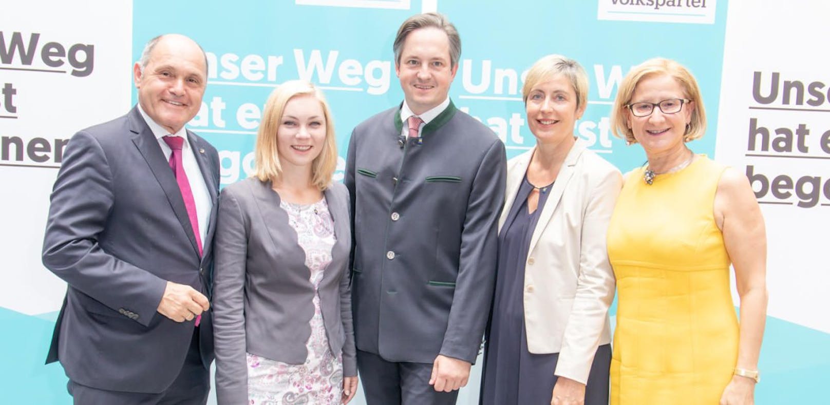 Wolfgang Sobotka, Eva-Maria Himmelbauer, Hannes Schmuckenschlager und Michaela Steinacker wurden am Montag von Johanna Mikl-Leitner (v.l.) als NÖ-Kandidaten vorgestellt.