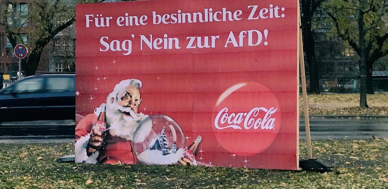 Vermeintliches Coca-Cola-Plakat macht gegen die AfD Stimmung.