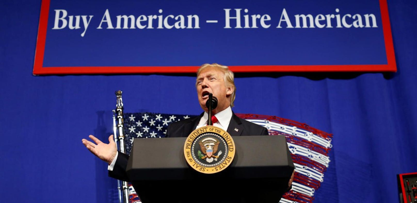 US-Präsident Donald Trump bei seinem Auftritt in Kenosha, Wisconsin.