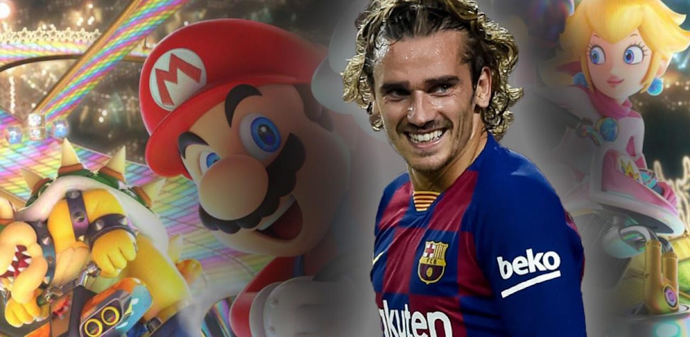 Antoine Griezmann zockt mit den Barca-Stars Mario Kart.