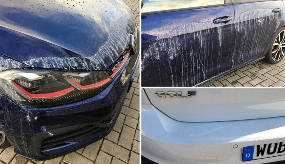 Ein Unbekannter schmiert die Fahrzeuge mit Sekundenkleber voll  Millionenschaden.