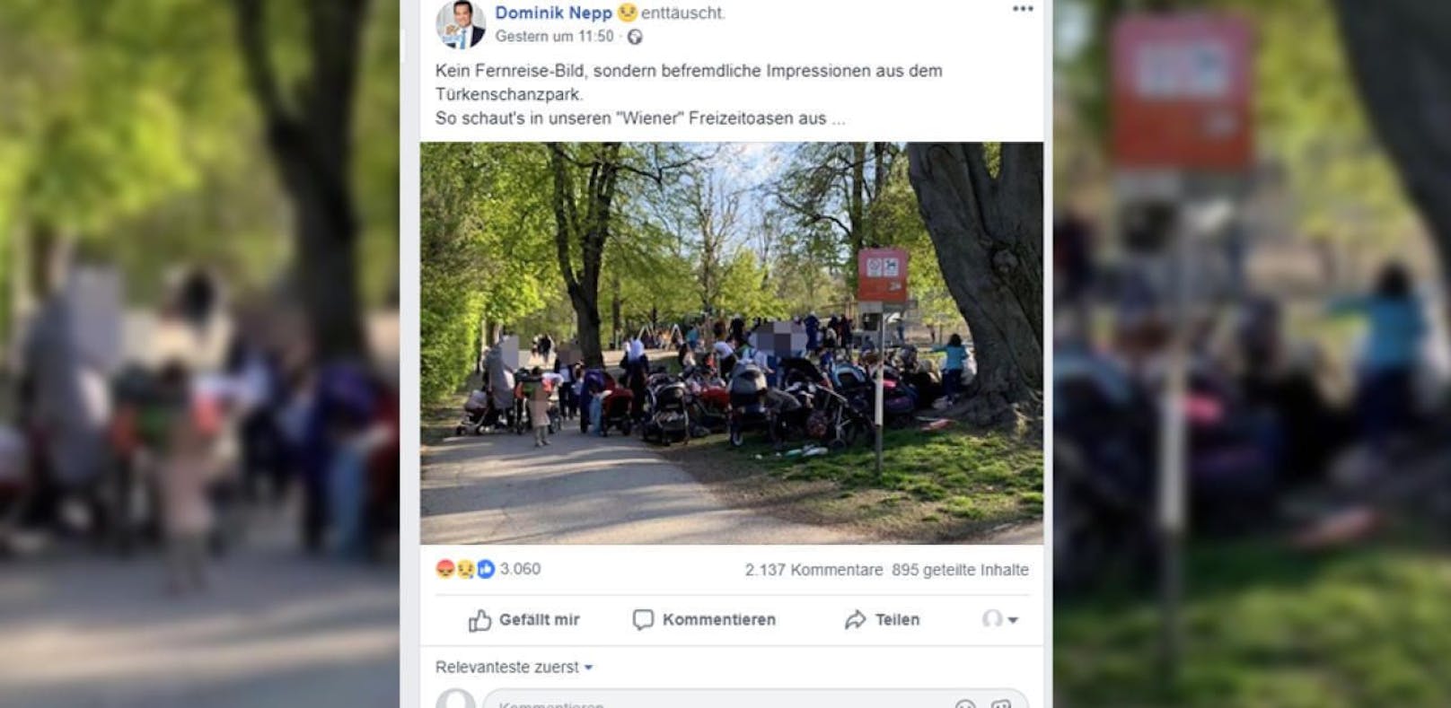 Für Vizebürgermeister Nepp sind dies &quot;befremdliche Impressionen aus dem Türkenschanzpark&quot;.