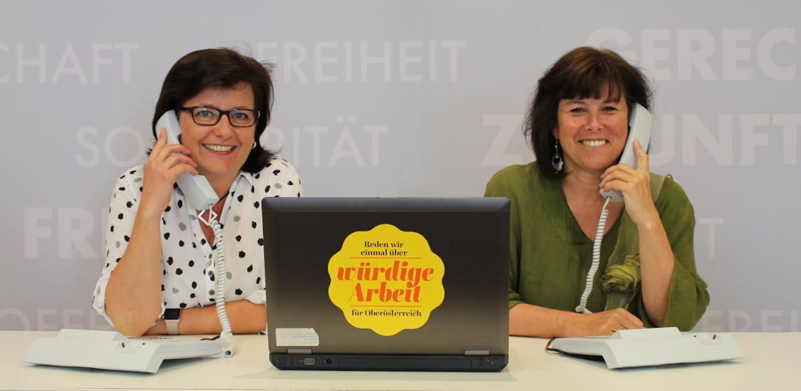 SP-Managerin Bettina Stadlbauer und SPOÖ-Chefin Birgit Gerstorfer. 