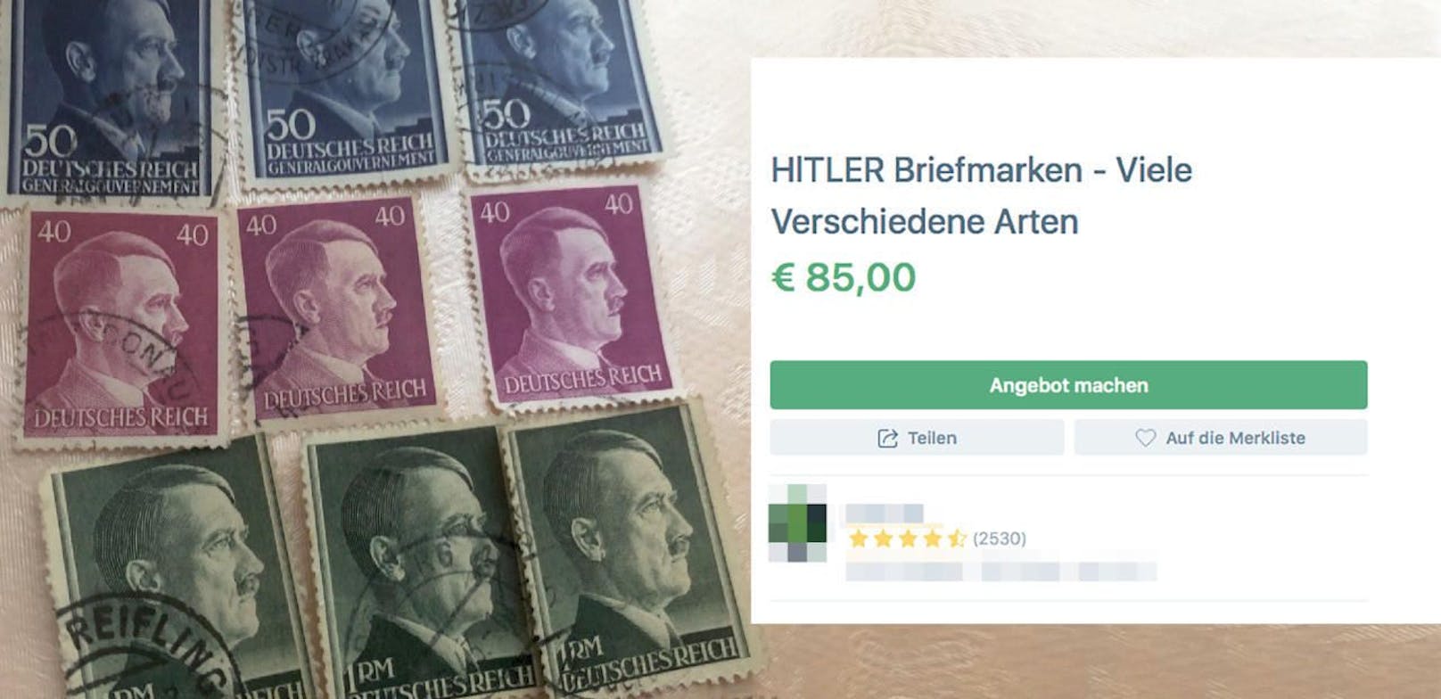 Eine Linzerin bot im Netz Briefmarken von Adolf Hitler an. 