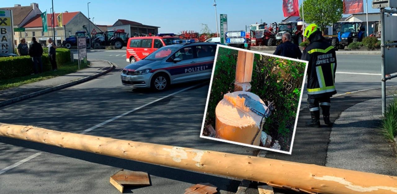 Heute.at - Misslungener Streich: Maibaum fiel auf die Straße