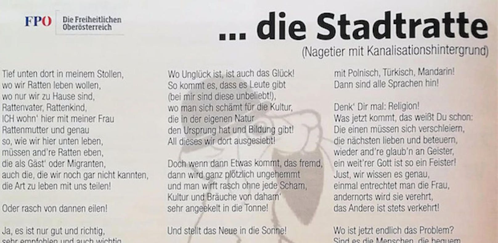 Das Gedicht der FPÖ Braunau sorgt für Kritik und Rücktrittsforderungen. 