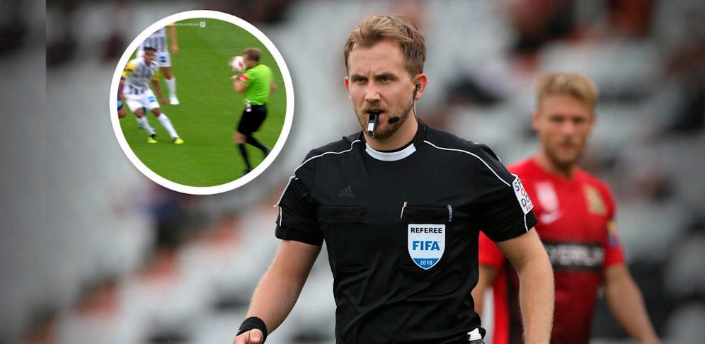 Schiedsrichter Julian Weinberger bekam den Ball mit voller Wucht ins Gesicht. Er erlitt eine Gehirnerschütterung sowie eine Prellung des rechten Augapfels. 