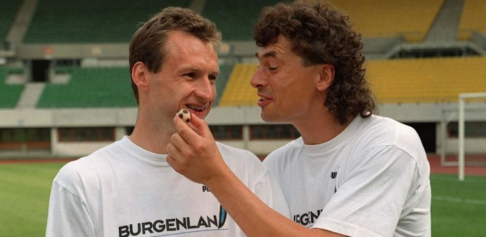Anton Pfeffer und Toni Polster im Jahre 1997.