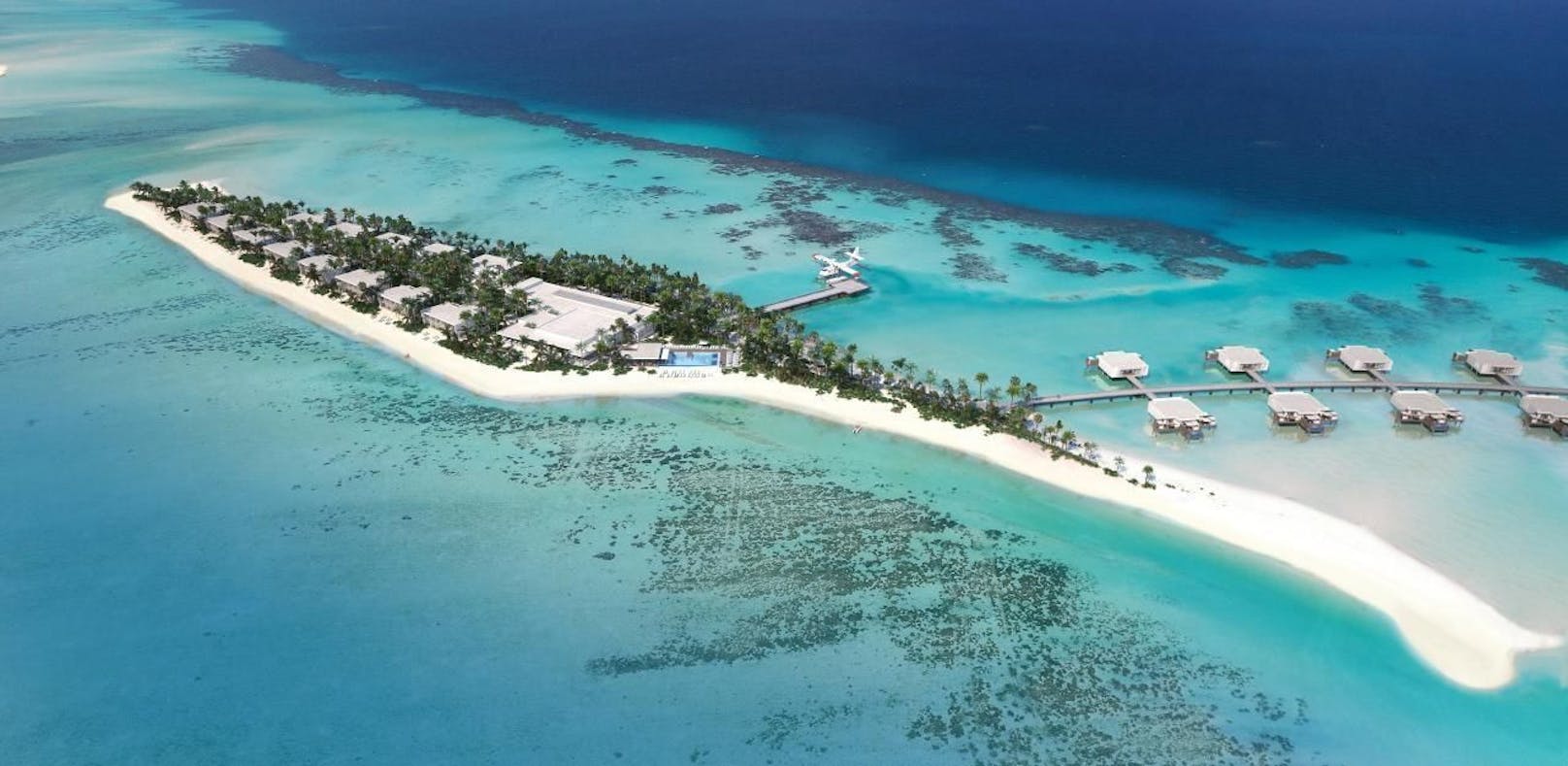 TUI eröffnet zum Sommer 2019 gleich 41 neue Hotels  hier die RIU-Palace-Anlage auf der MaledivenInsel Kedhigandu.