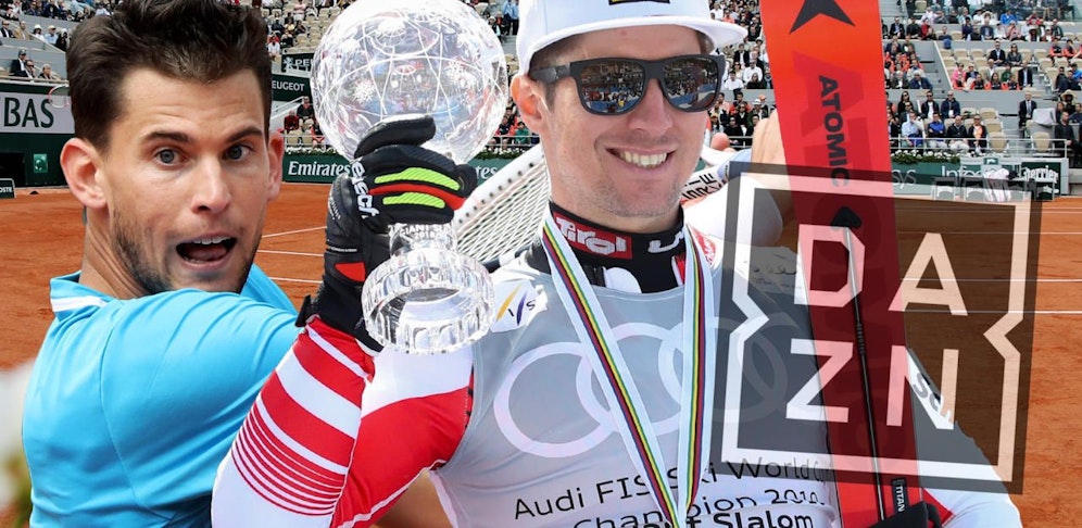 Dominic Thiem und Marcel Hirscher sind auf DAZN zu sehen.