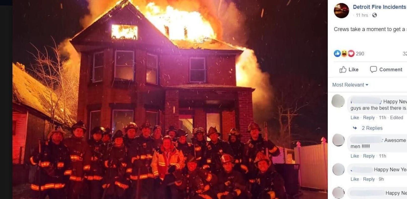 Haus brennt, doch die Feuerwehr macht ein Selfie