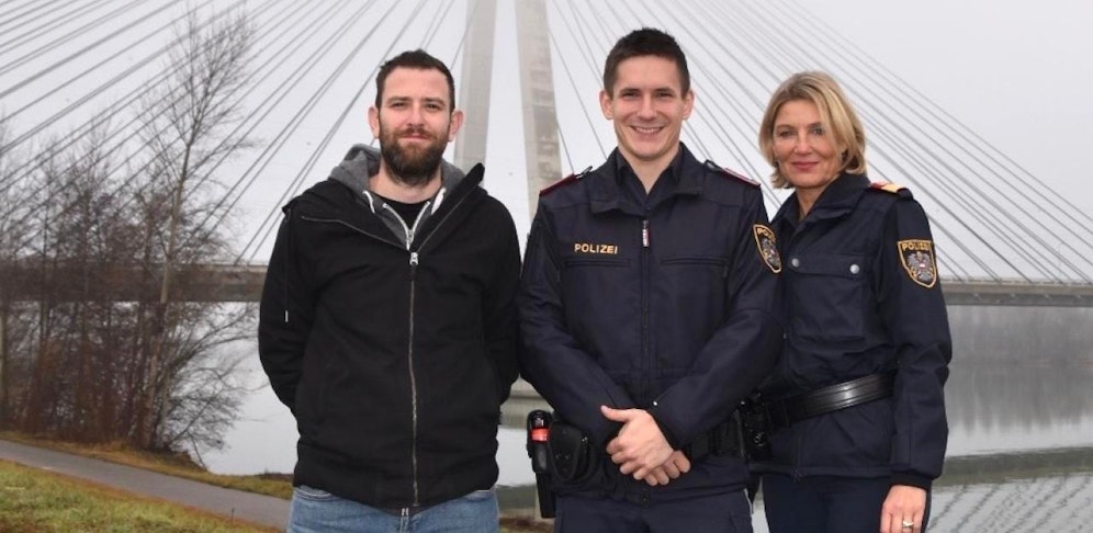 Andreas Röhrbacher, Benjamin Gerstl und Bezirkspolizeikommandantin Sonja Fiegl (v. l.)