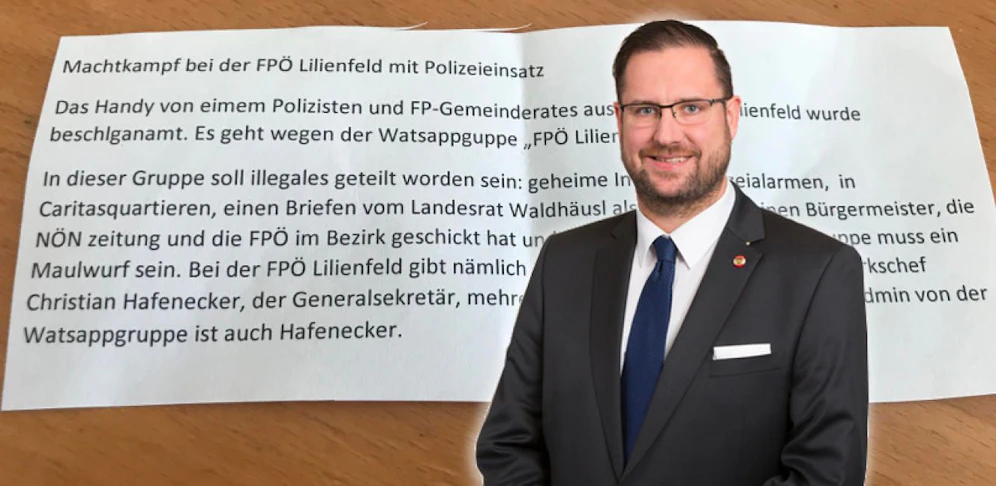 War Admin: Hafenecker, diese Nachricht tauchte auf, die FP hat einen Maulwurf.
