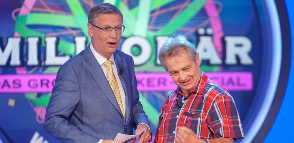 Moderator Günther Jauch mit Heinrich Röhrl aus Moosburg 