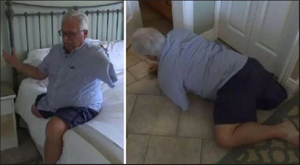 Hodge musste im Urlaub über den Boden zur Toilette kriechen. Credit: Twitter
