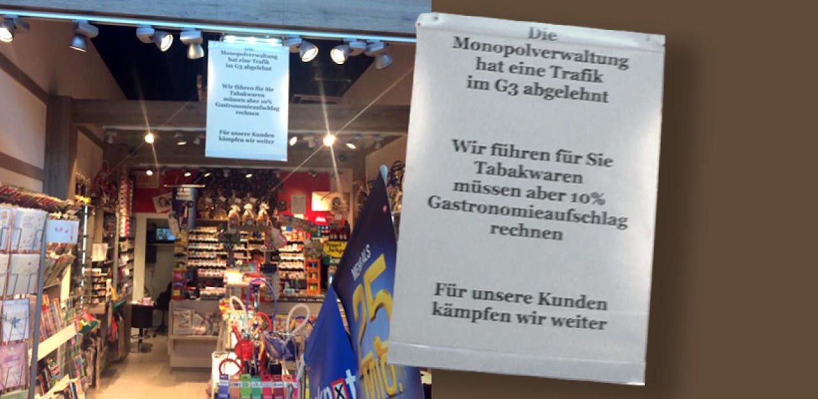 10 Prozent Aufschlag für Zigaretten in Shop im Gerasdorfer G3.