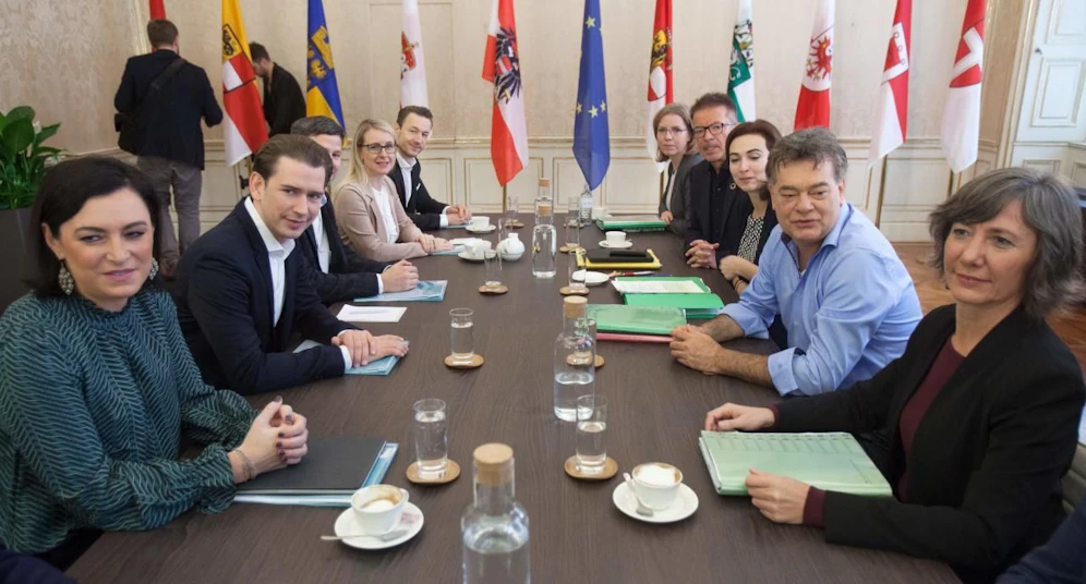 Die Verhandler von ÖVP und Grünen.